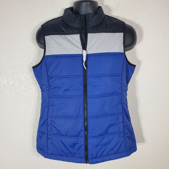Cbuk By Cutter & Buck Womens Puffer Vest Medium Blue & Gray Colorblock - Picture 9 of 9